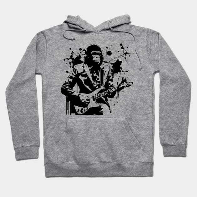 monkey plays the guitar Hoodie by lkn